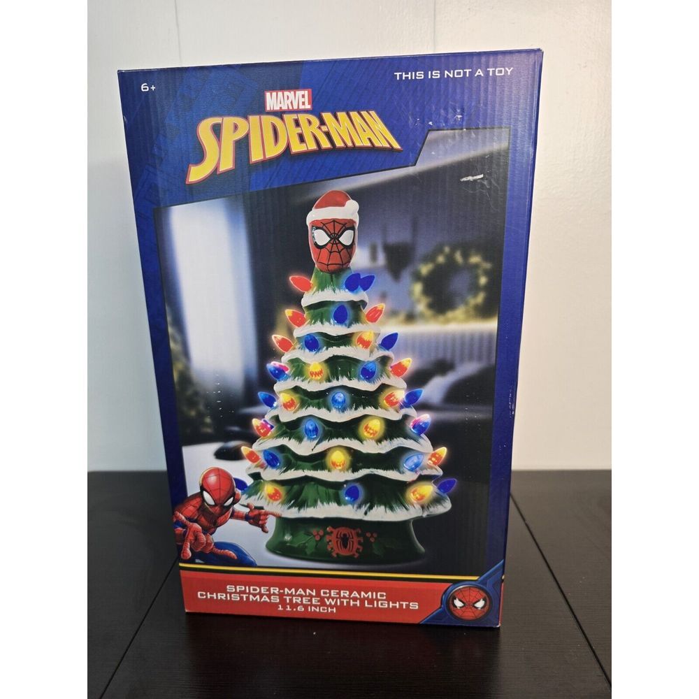 Marvel Spider-Man Ceramic Christmas Tree‎ with Lights 11.6 Inch Ukonic New